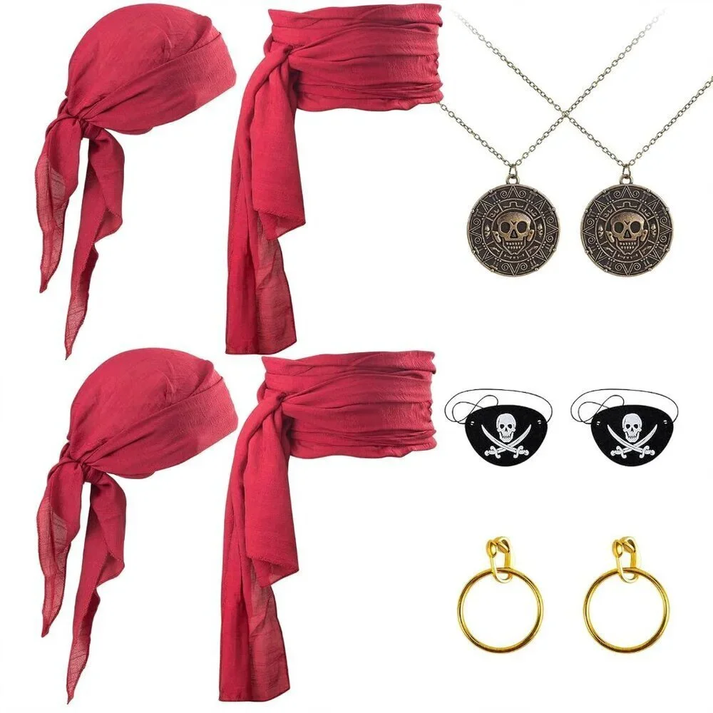 Pirate Costume Set Polyester Accessories for Men Women Kids Halloween Cosplay